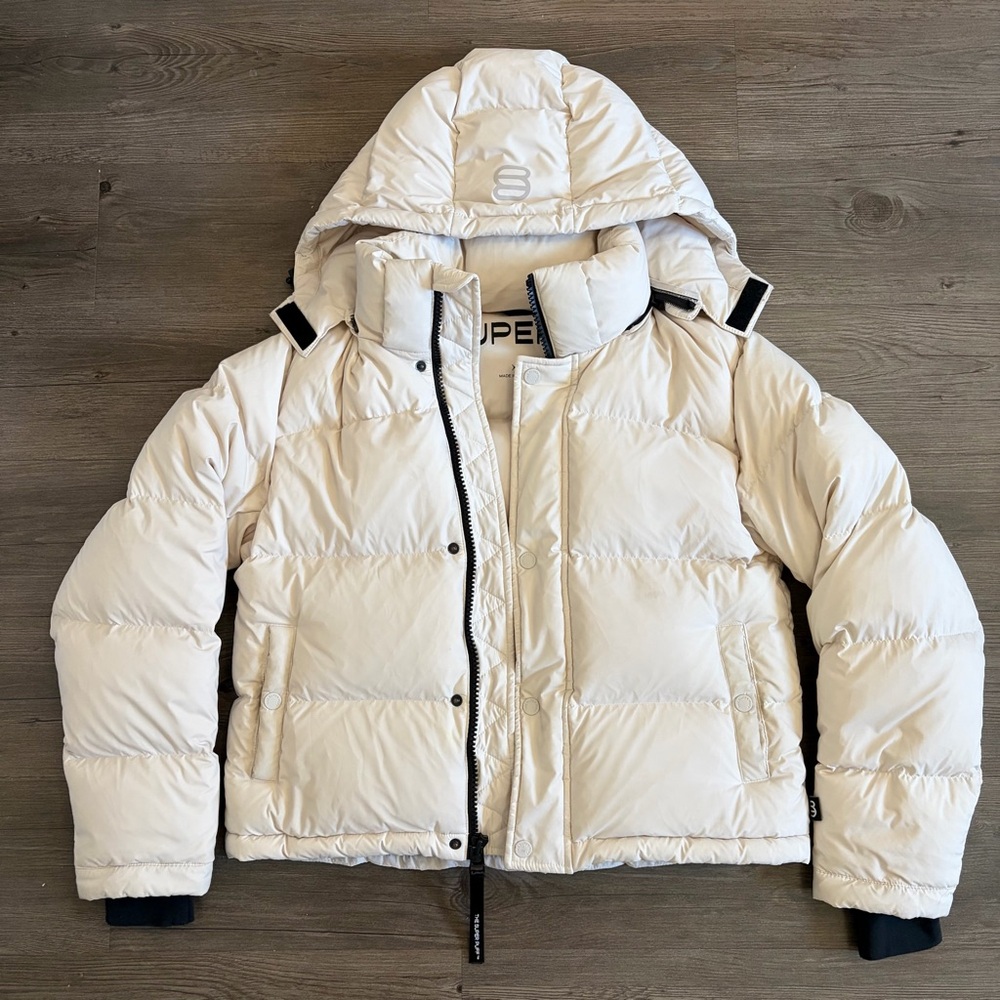 Aritzia TNA Super Puff Puffer Down Shorty Matte Pearl White XS Extra Small